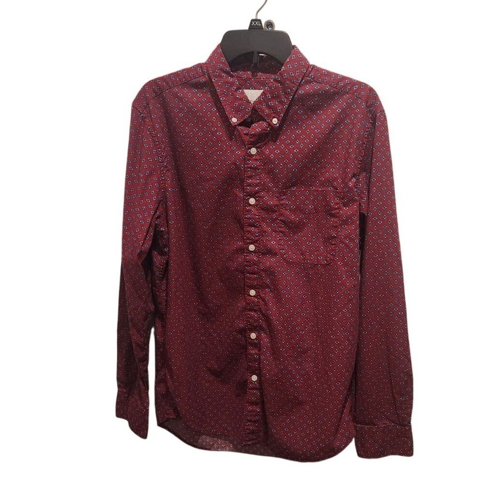American Eagle Outfitters Men's Red Geometric Print Button Down Shirt L/S Size L